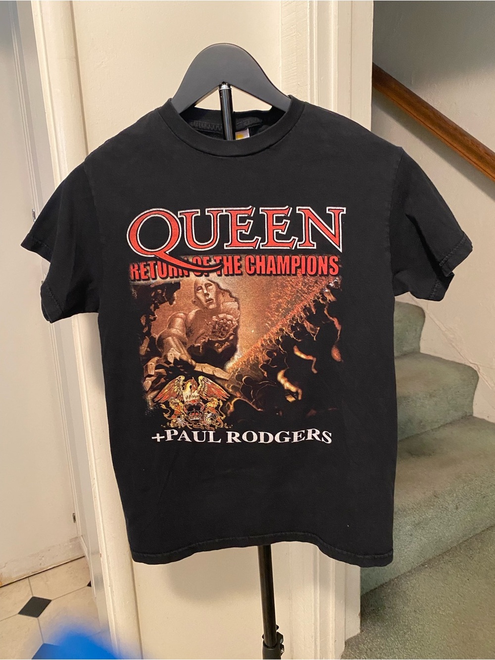 Queen "Return of the Champions" Black Graphic Tee with Paul Rodgers,size small
